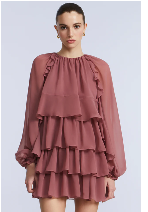 Chiffon Ruffle Mini Dress