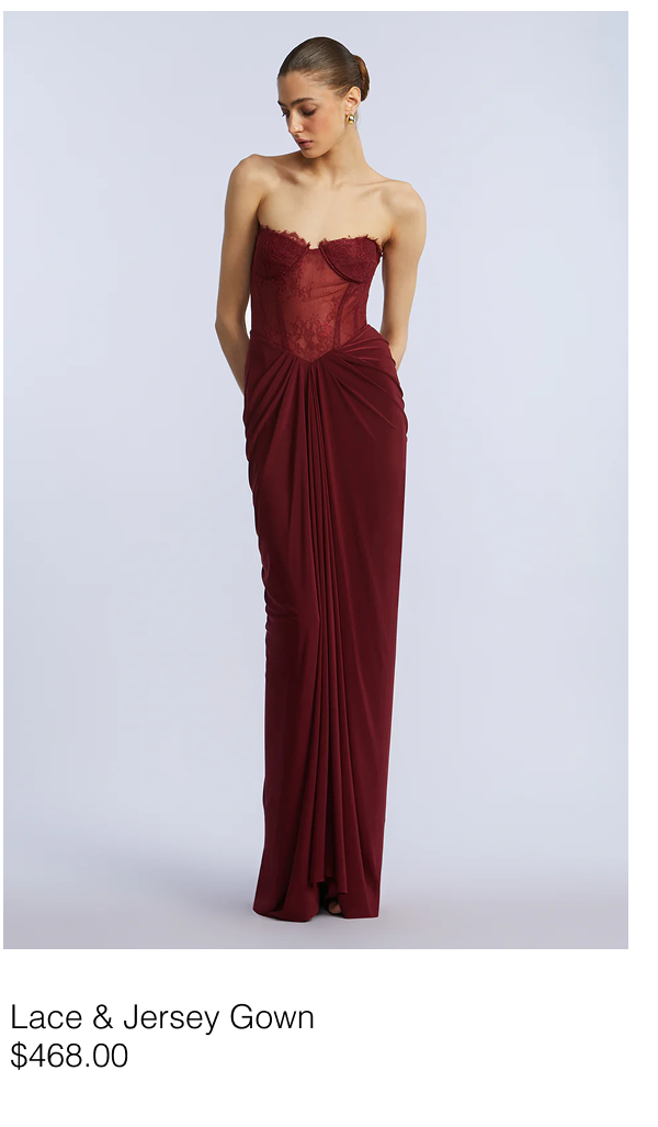 Lace & Jersey Gown in Cabernet