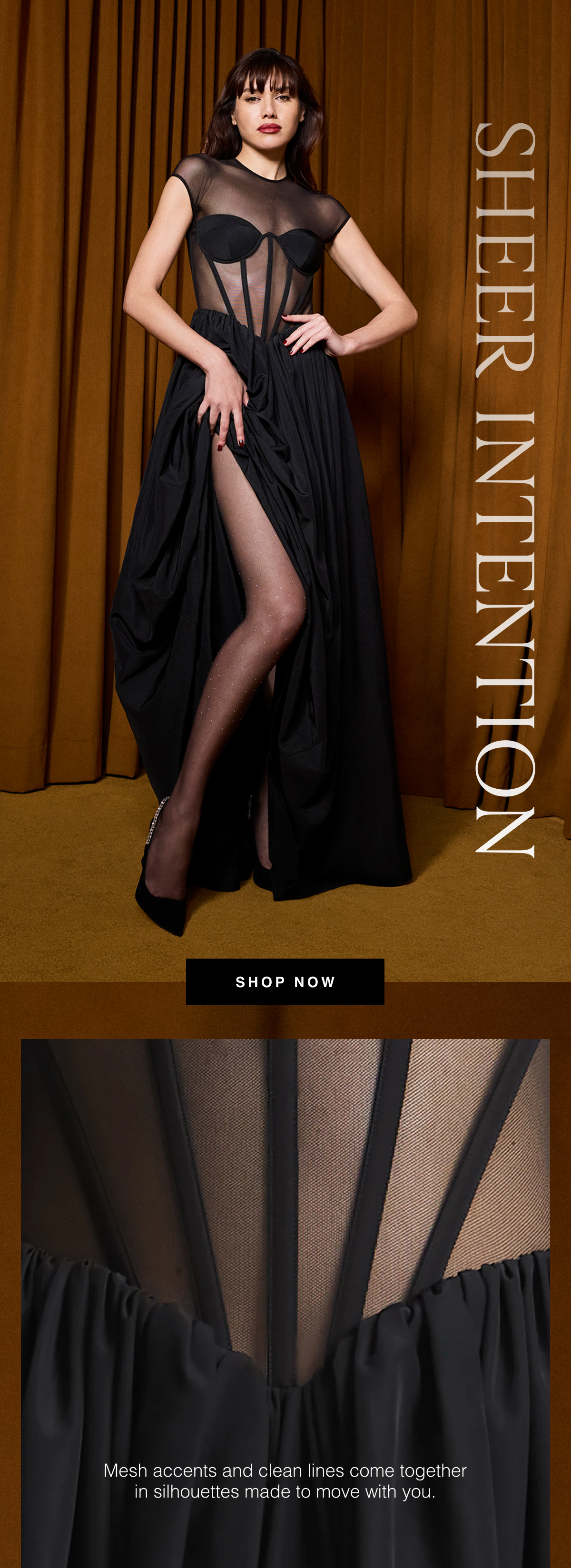 Sheer Intention | Mesh accents and clean lines come together in silhouettes made to move with you. Shop Now 