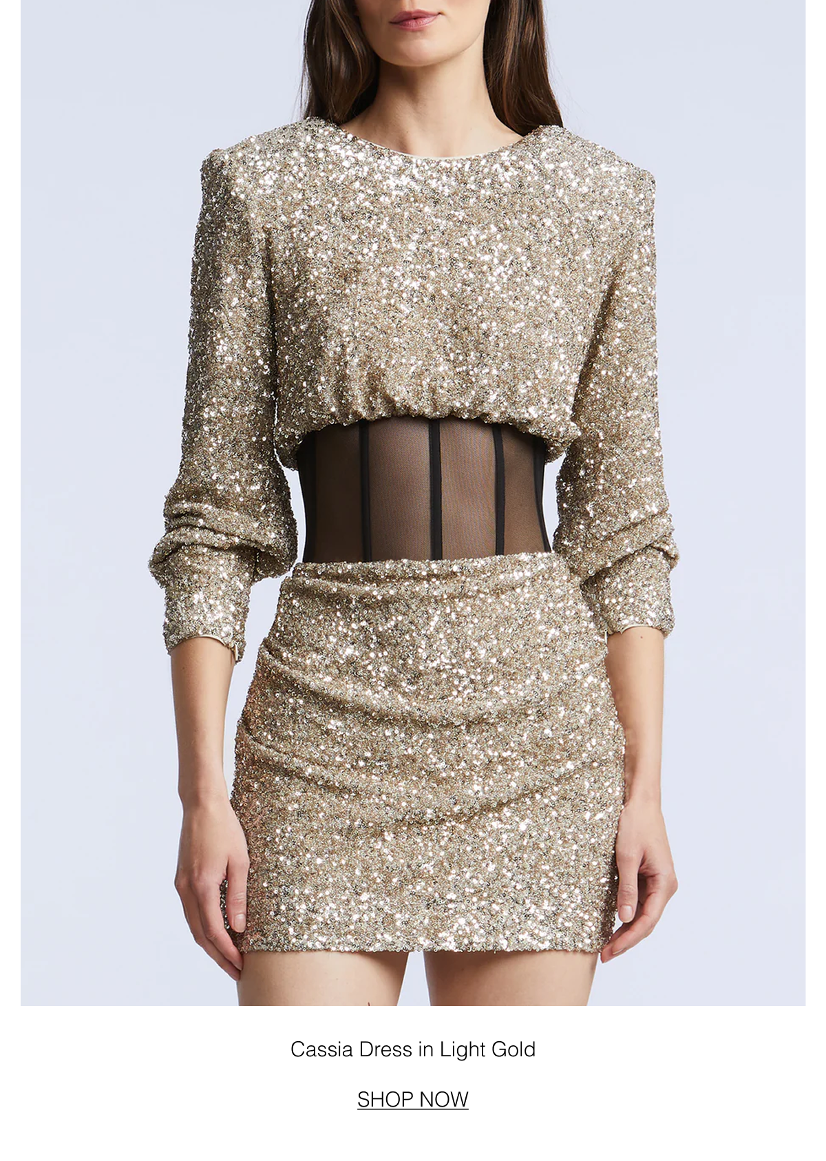 Shop the Cassia Dress in Light Gold 