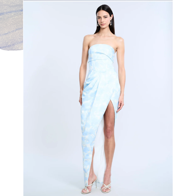 Pleat Bodice Wrap Skirt Gown