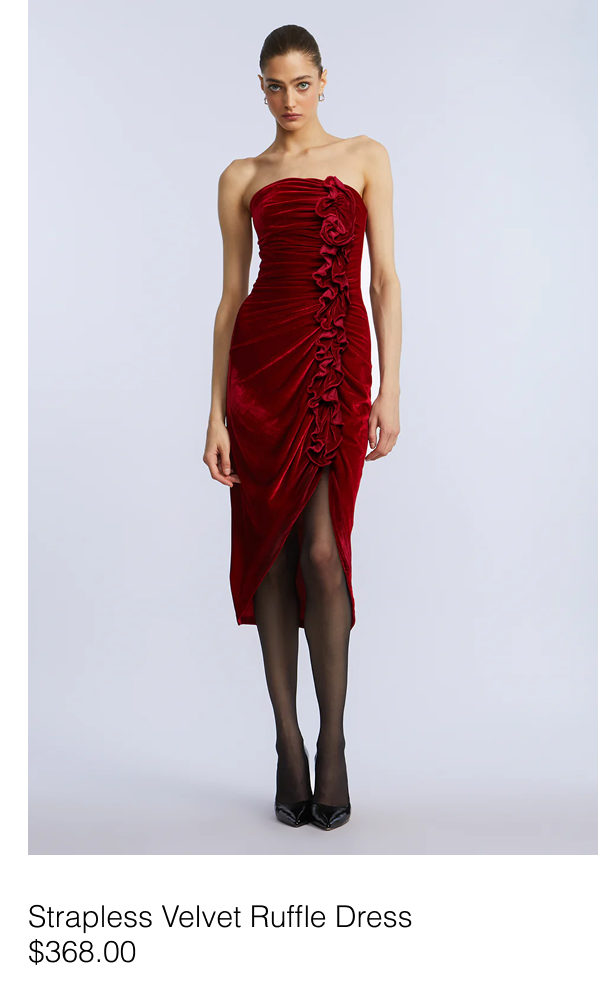 Strapless Velvet Ruffle Dress