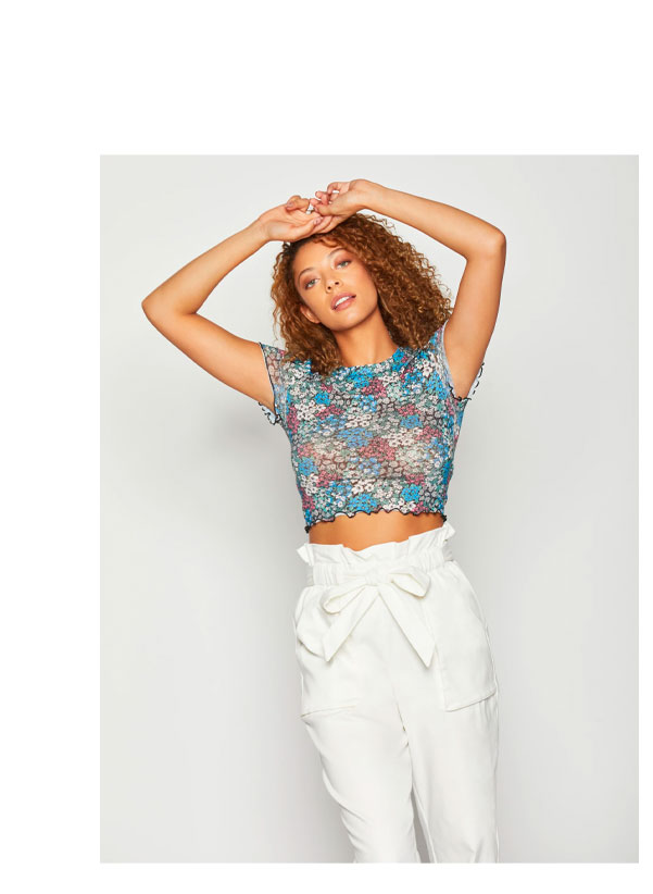 CROPPED MESH BABY TEE