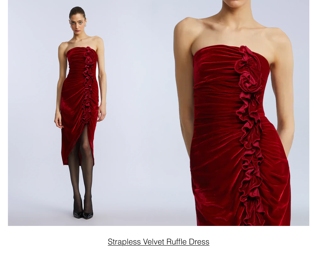 Strapless Velvet Ruffle Dress