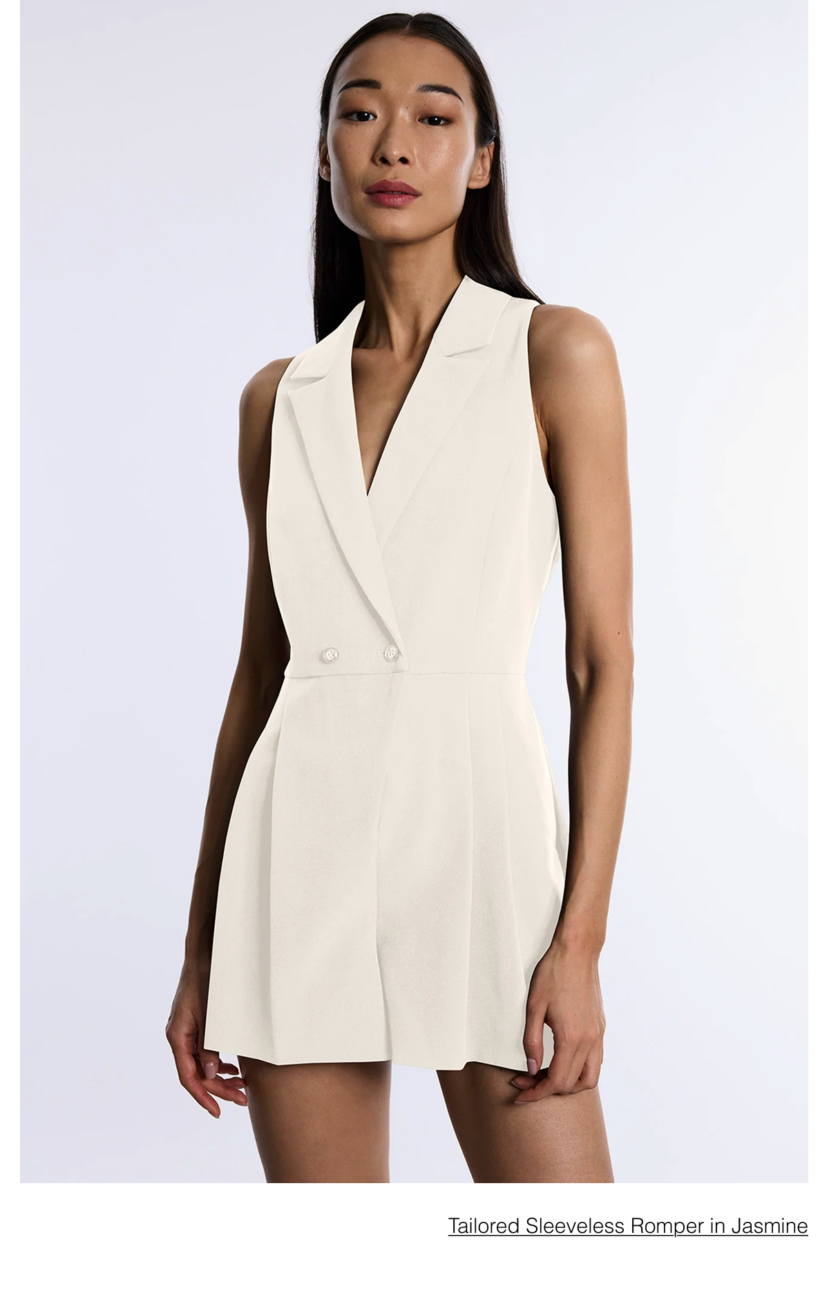 Shop the Tailored Sleeveless Romper in Jasmine