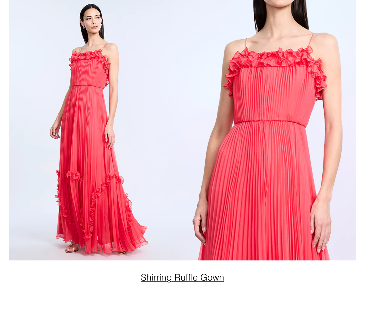 Shirring Ruffle Gown