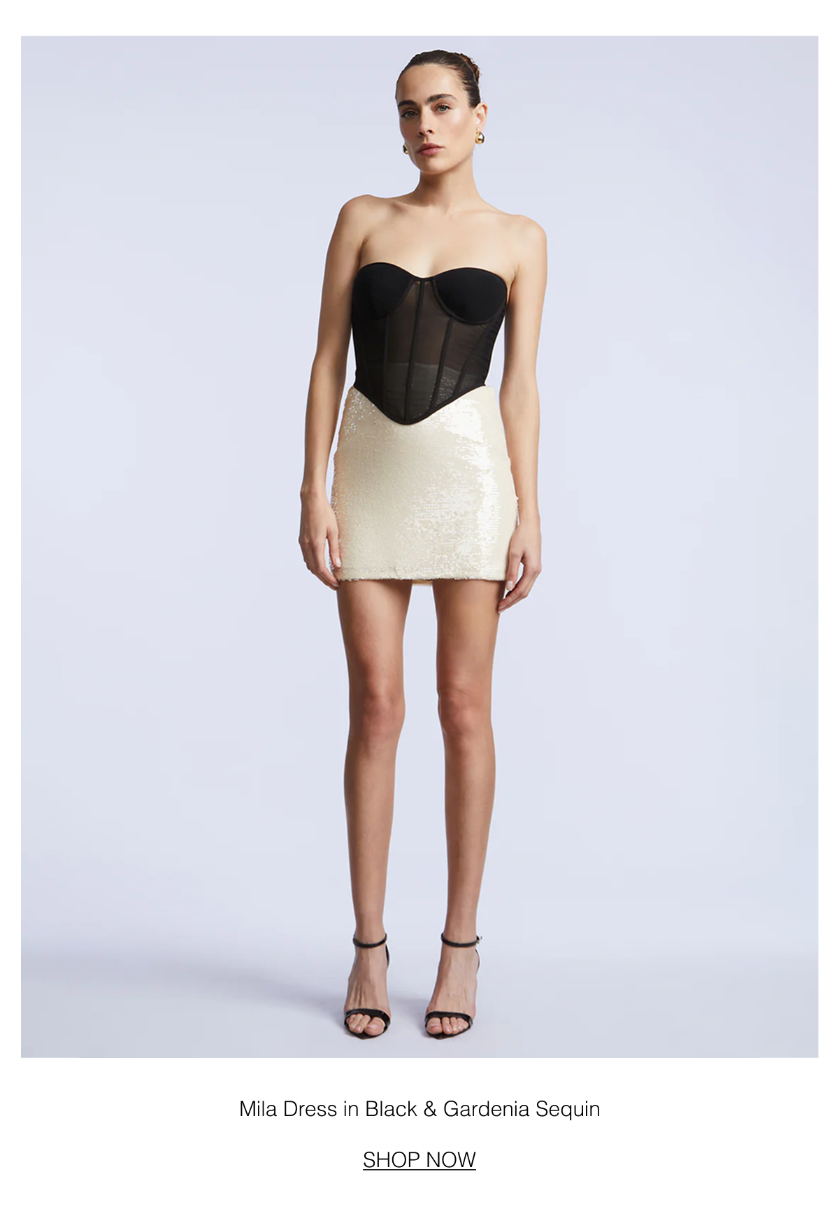 Shop the Mila Dress in Black & Gardenia Sequin