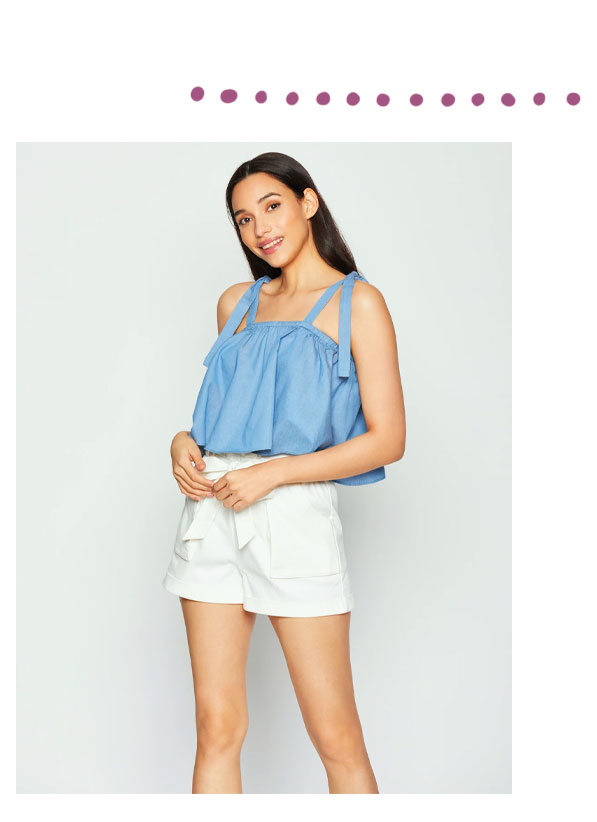 LEXI CHAMBRAY FLOUNCE TOP