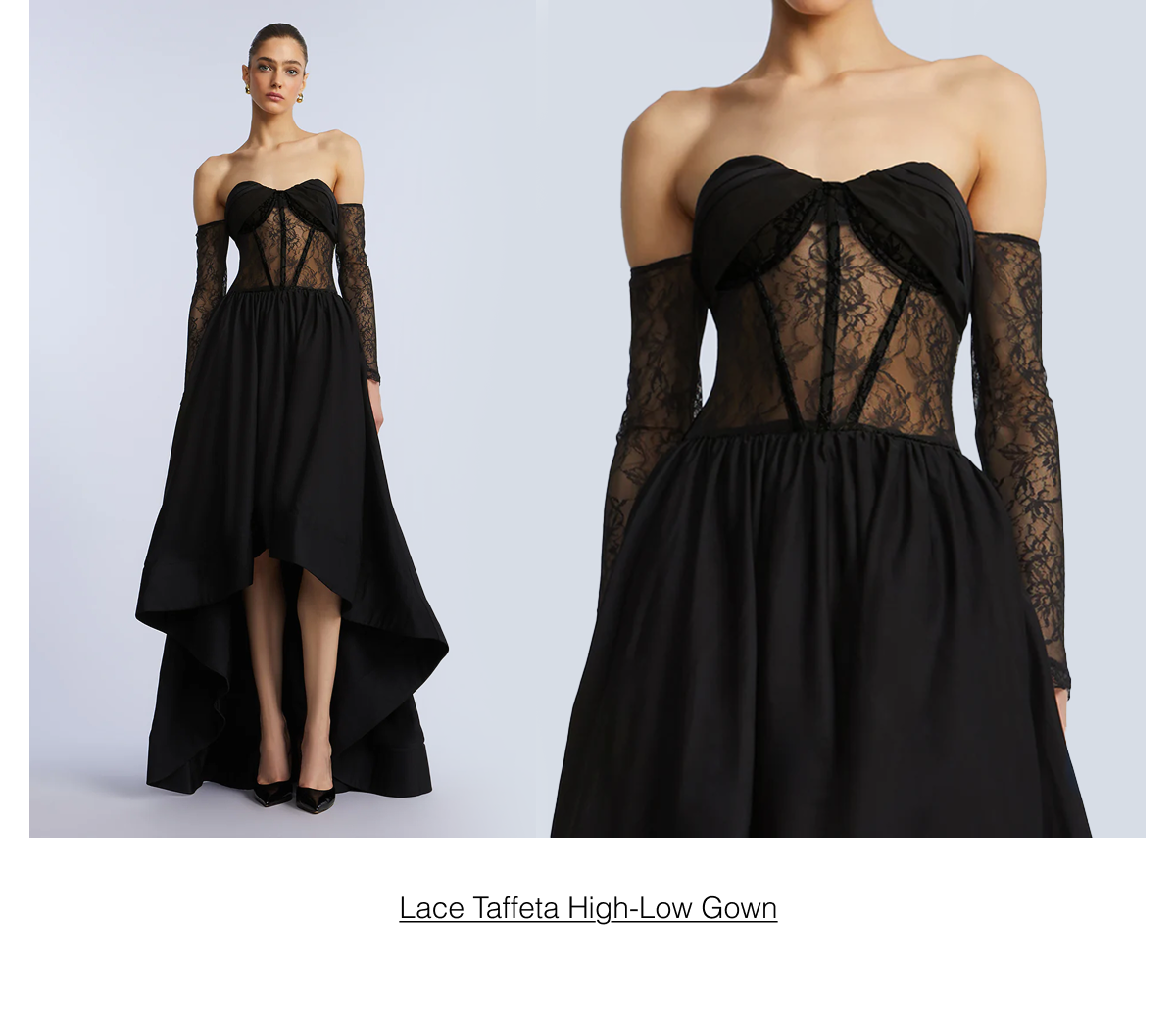 Lace Taffeta High-Low Gown