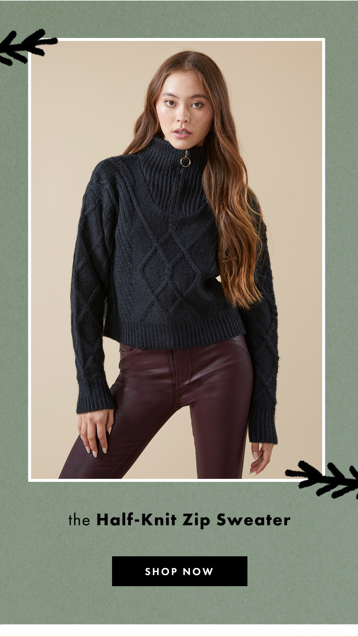 Half-Knit Zip Sweater