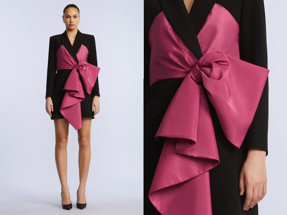 Shop the Bow Blazer Dress in Black & Red Violet Combo 