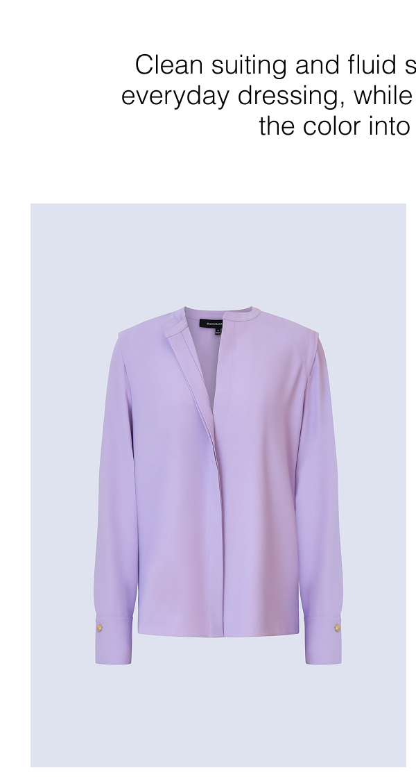 Clean suiting and fluid separates bring polish to everyday dressing, while a sculpted gown pushes the color into full occasion. Shop the Maura Blouse 