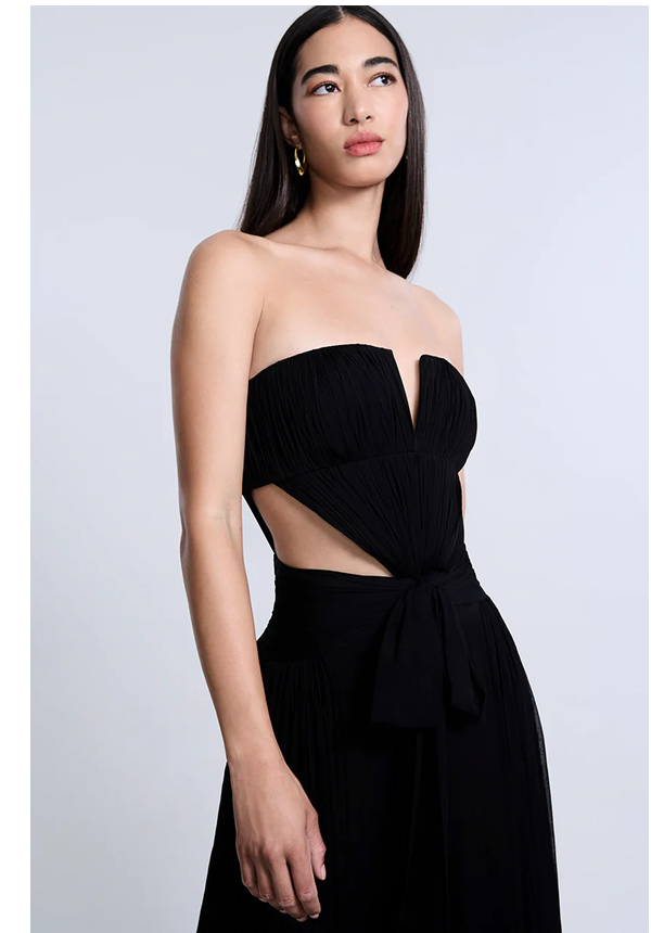 Shop the Cutout Shirring Bow Tie Gown