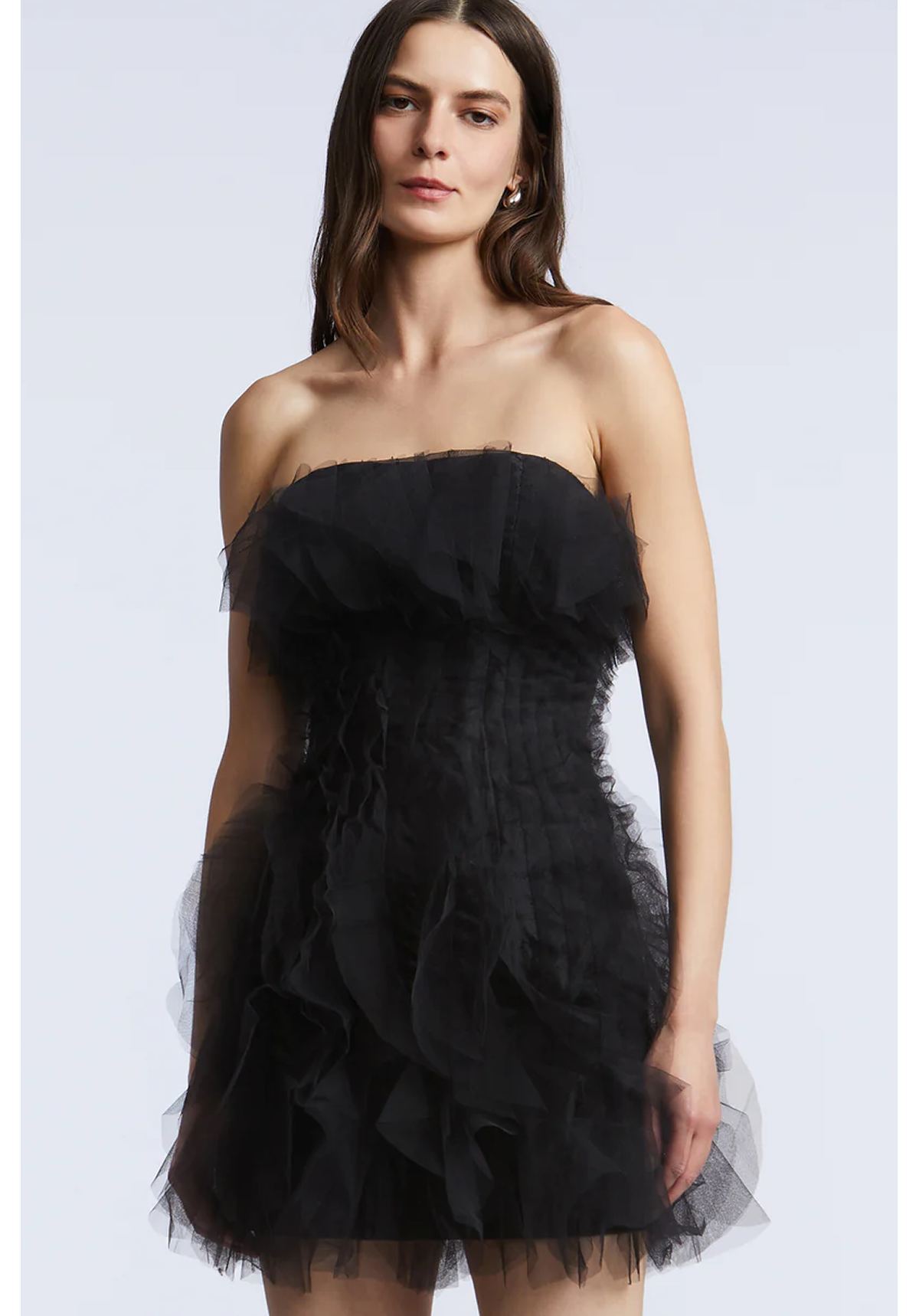 Solid Cascade Mini Dress