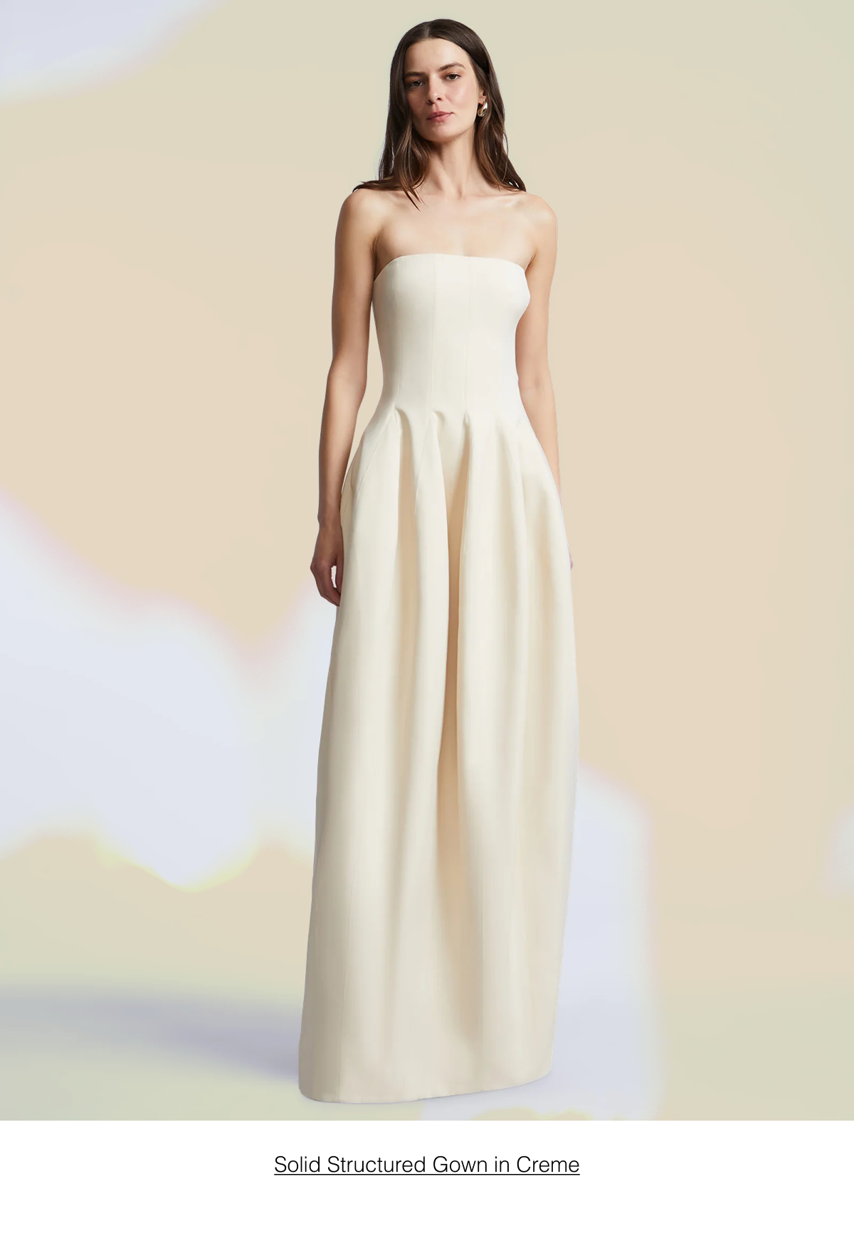 Solid Structured Gown in Creme
