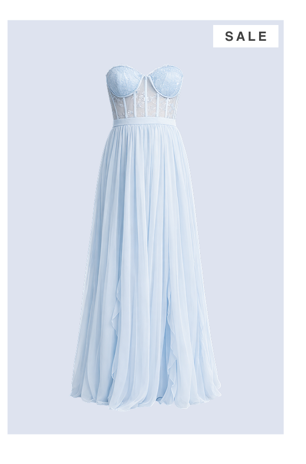 Lace Bodice Chiffon Ruffle Gown (on sale)