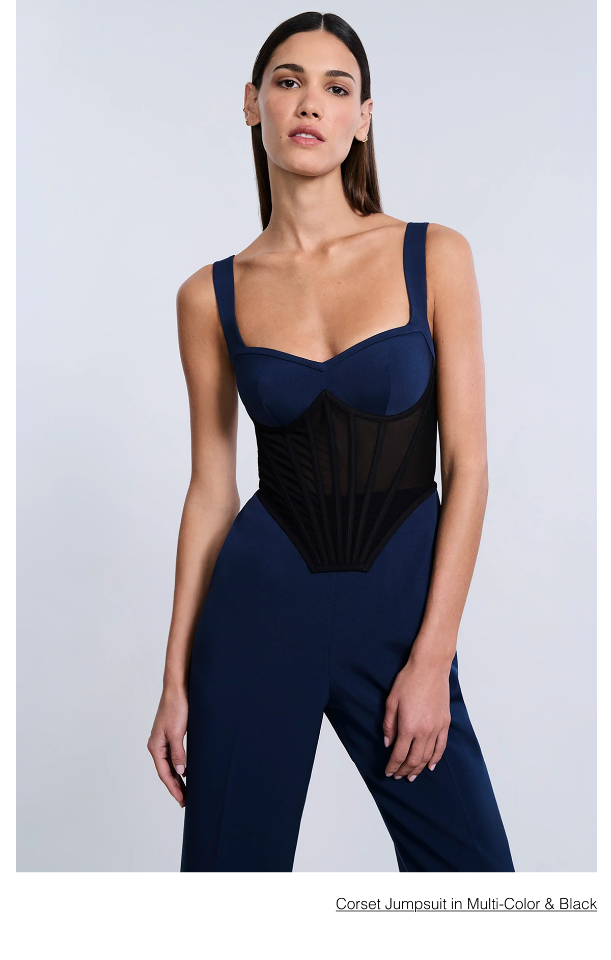 Shop the Corset Jumpsuit in Multi-Color & Black
