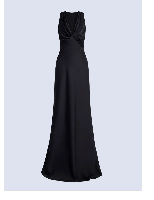 Cowl Neck Halter Gown in Black
