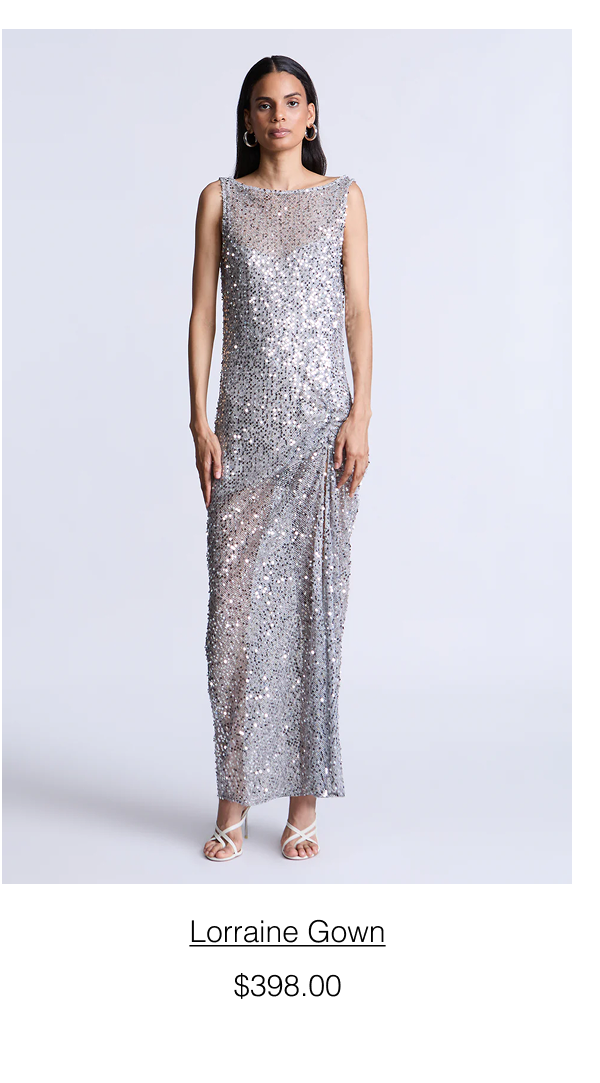 - Lorraine Gown — Silver ($398)