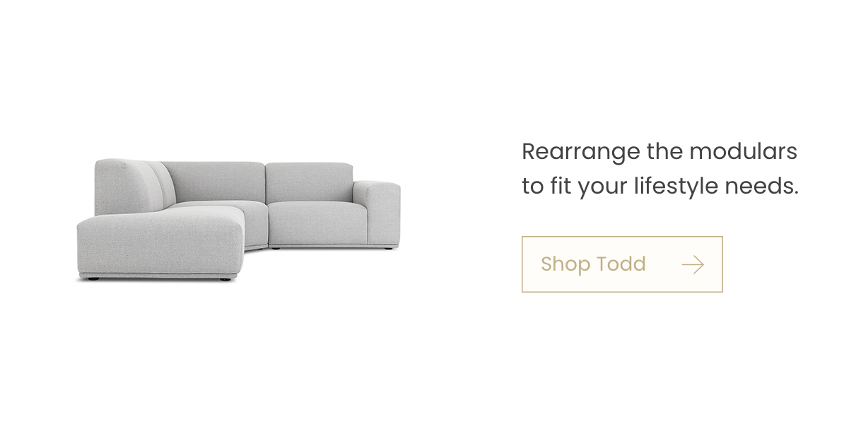 Rearrange the modulars to fit your lifestyle needs. Shop Todd