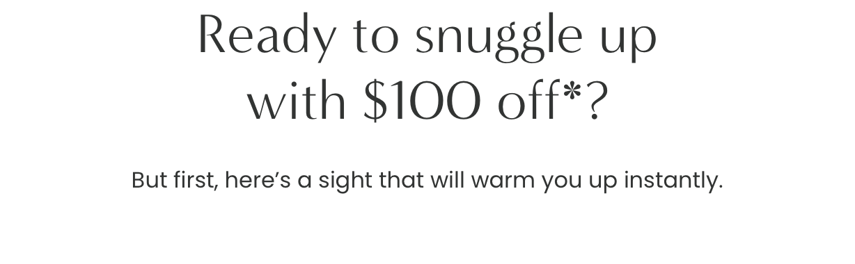 Ready to snuggle up with $100 off*?