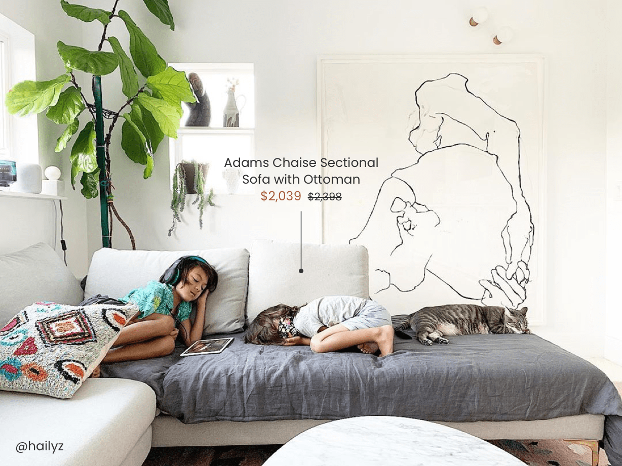 Adams Chaise Sectional Sofa with Ottoman