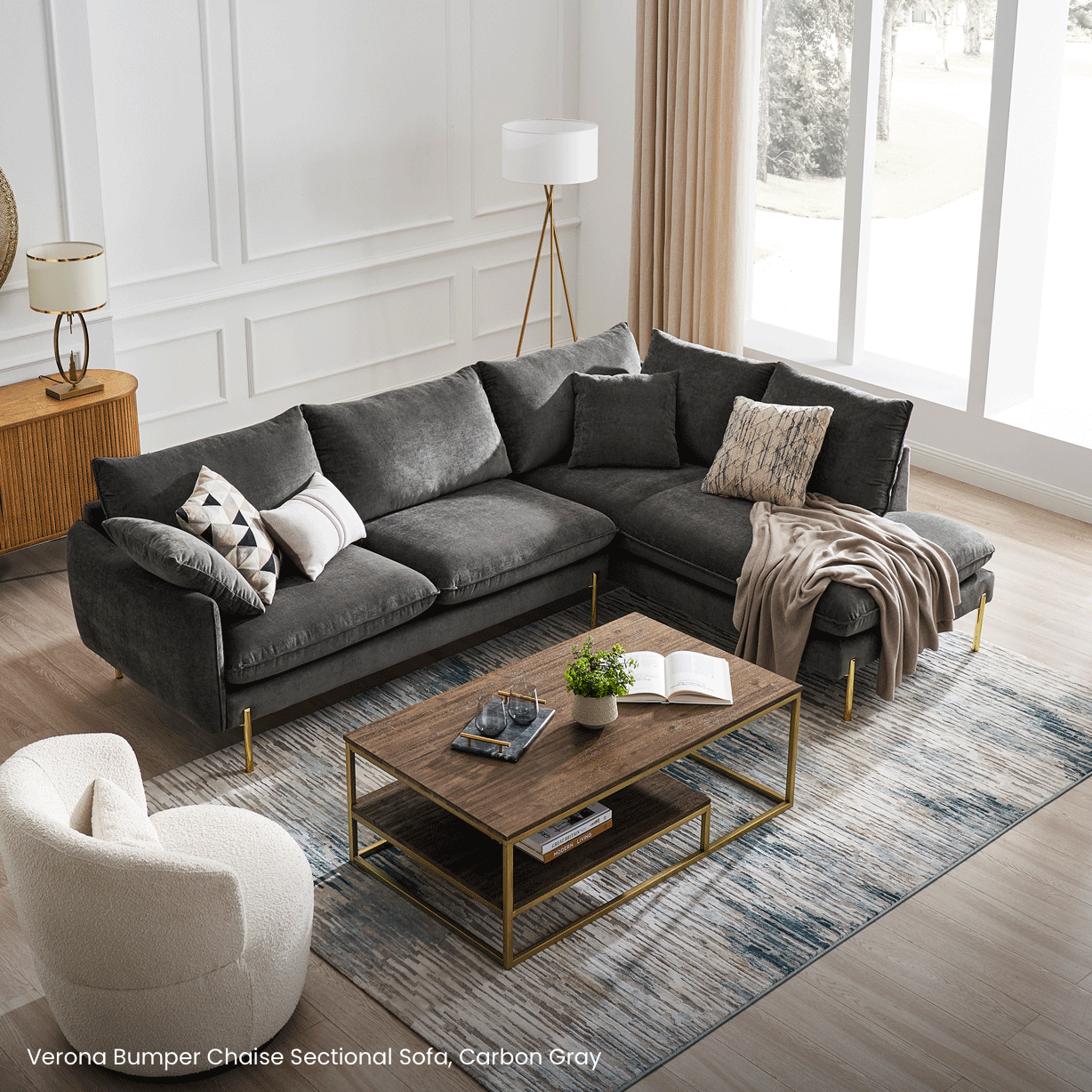 Verona Bumper Chaise Sectional Sofa