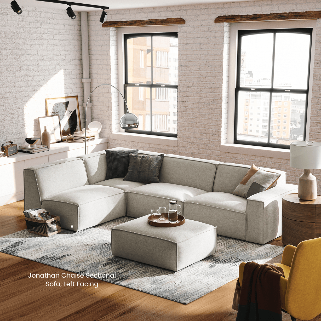 Jonathan Chaise Sectional Sofa, Left Facing