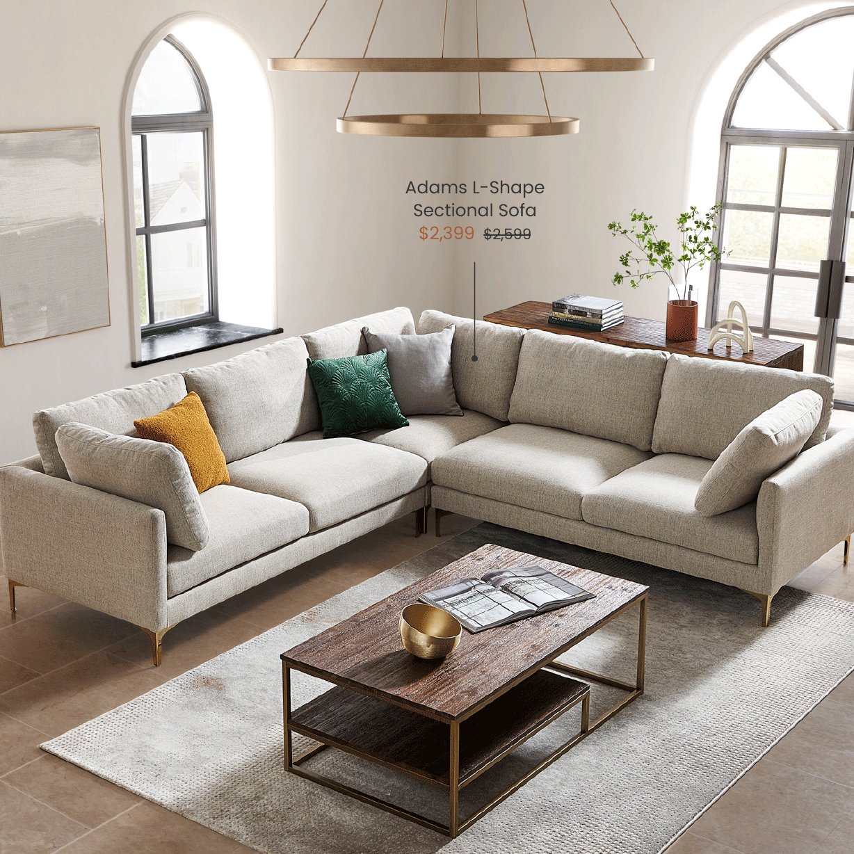 Adams L-Shape Sectional Sofa
