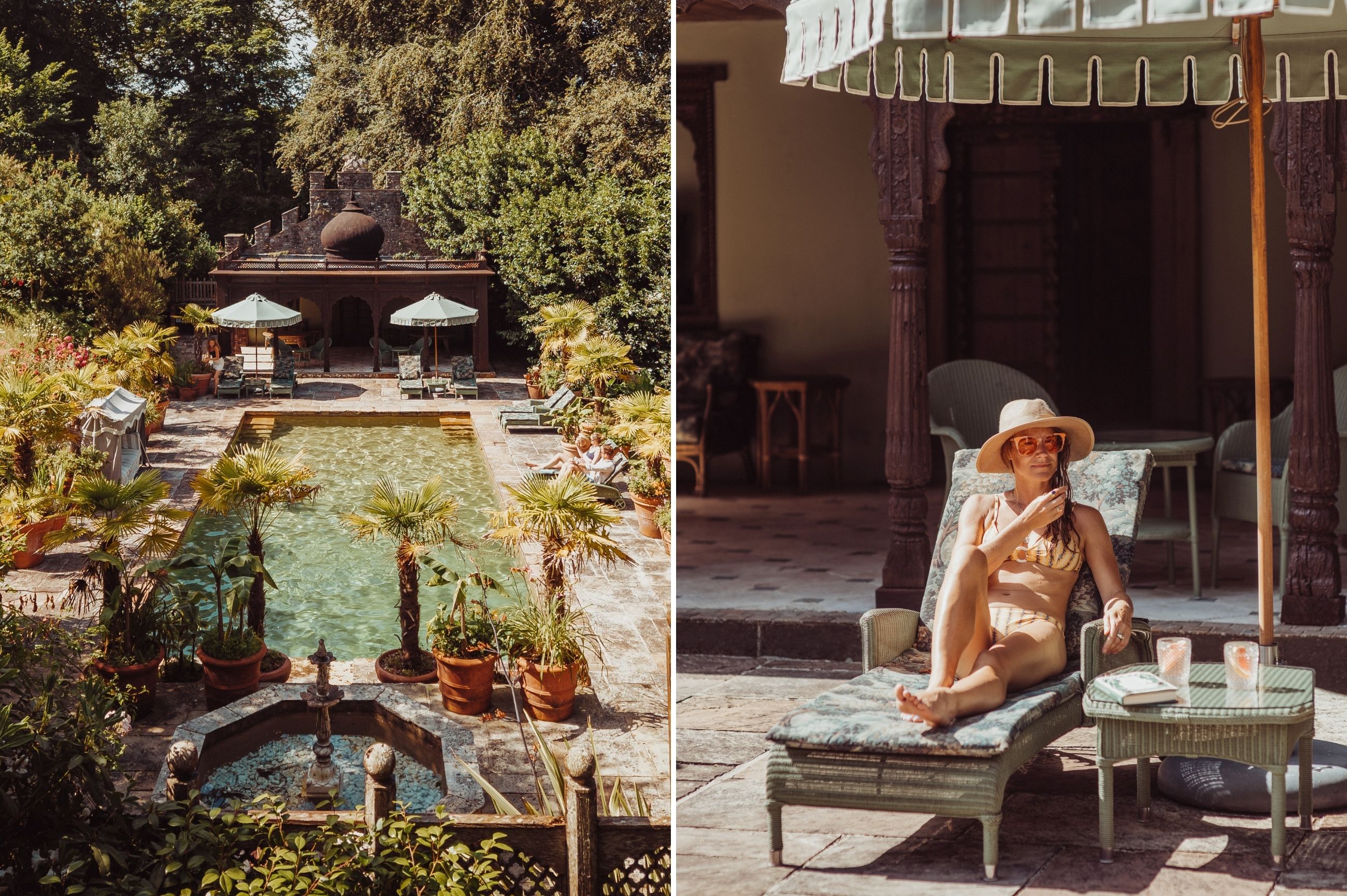 The outdoor pool at Castle Trematonia