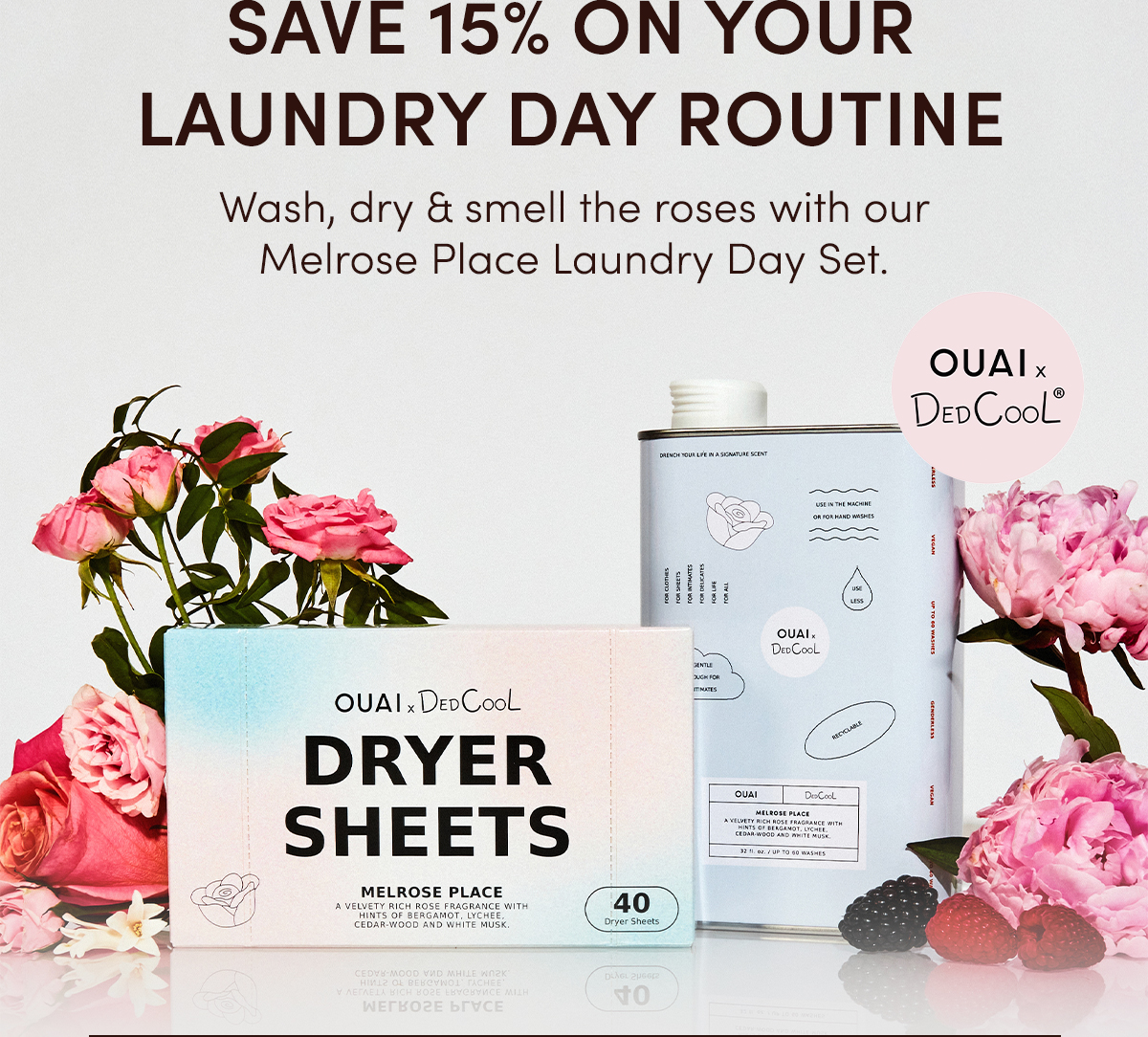 WASH, DRY & SMELL THE ROSES | Save 15% on our Melrose Place Laundry Day Set for a limited time.