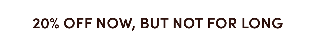 20% off now, but not for long
