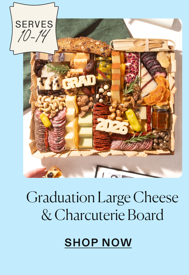 Click to purchase large graduation cheese & charcuterie board, serves 10-14 people