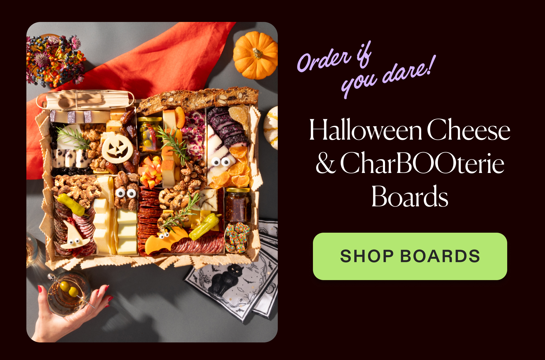 Click to shop Cheese & CharBOOterie boards