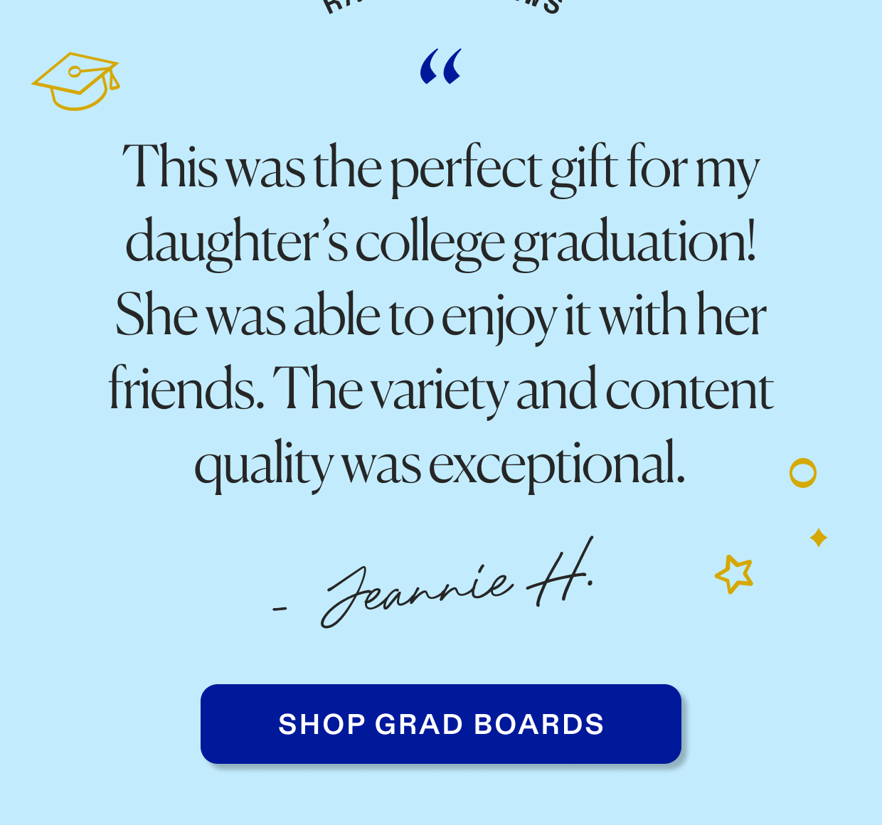 Shop Graduation cheese & charcuterie boards.