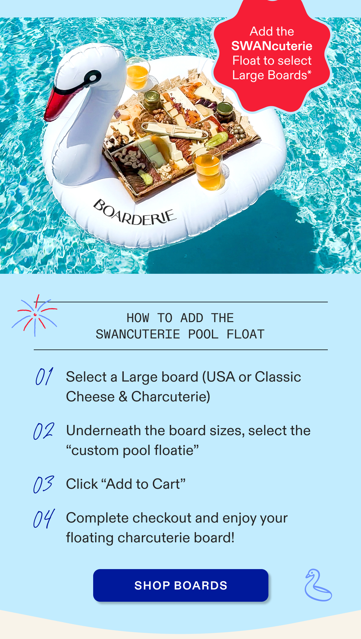 Click to shop swan pool float add-on for select large boards