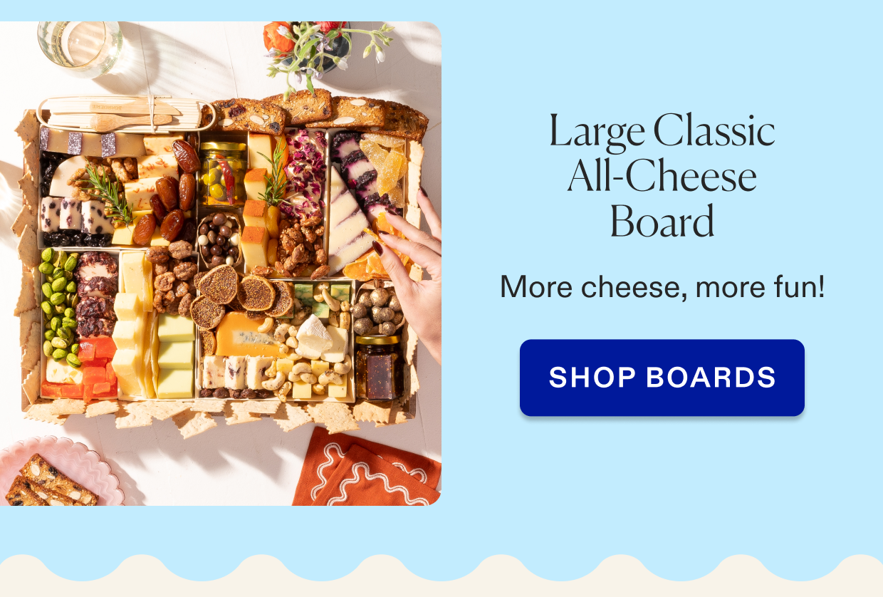 Click to shop large classic all cheese (no meat) board.
