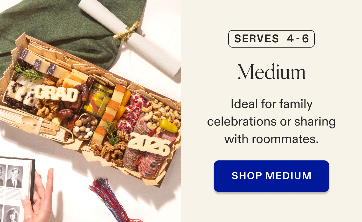 Click to purchase classic graduation cheese & charcuterie board, serves 2-3 people