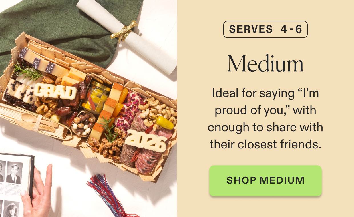 Click to purchase classic graduation cheese & charcuterie board, serves 2-3 people