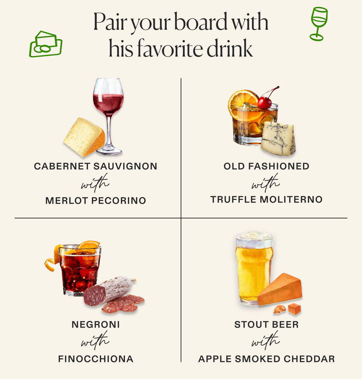Pair your board with his favorite drink