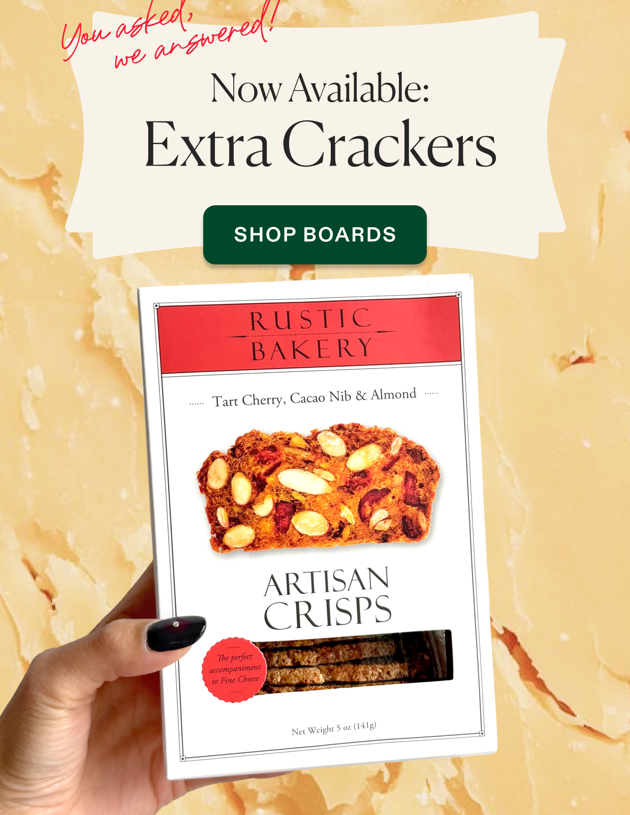 You asked, we answered, add-on to any board. Click to shop boards with extra crackers.