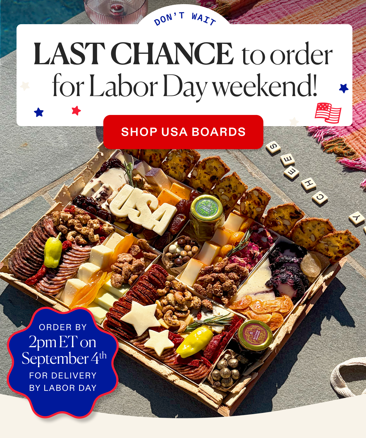 Last chance to order for Labor Day Weekend! Click to shop USA boards