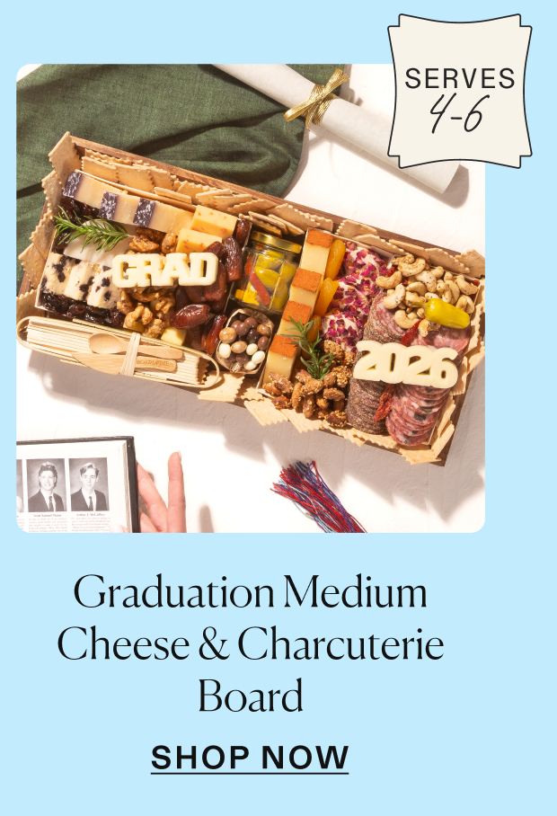 Click to purchase medium graduation cheese & charcuterie board, serves 4-6 people