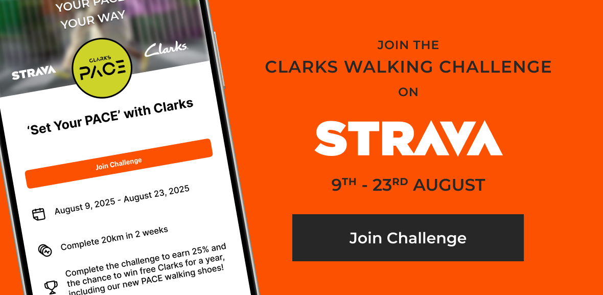 Join the Clarks Walking Challenge on Strava 9th-23rd of August