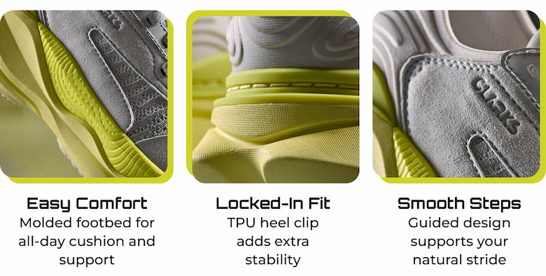 Easy Comfort, Locked-In Fit, Smooth Steps
