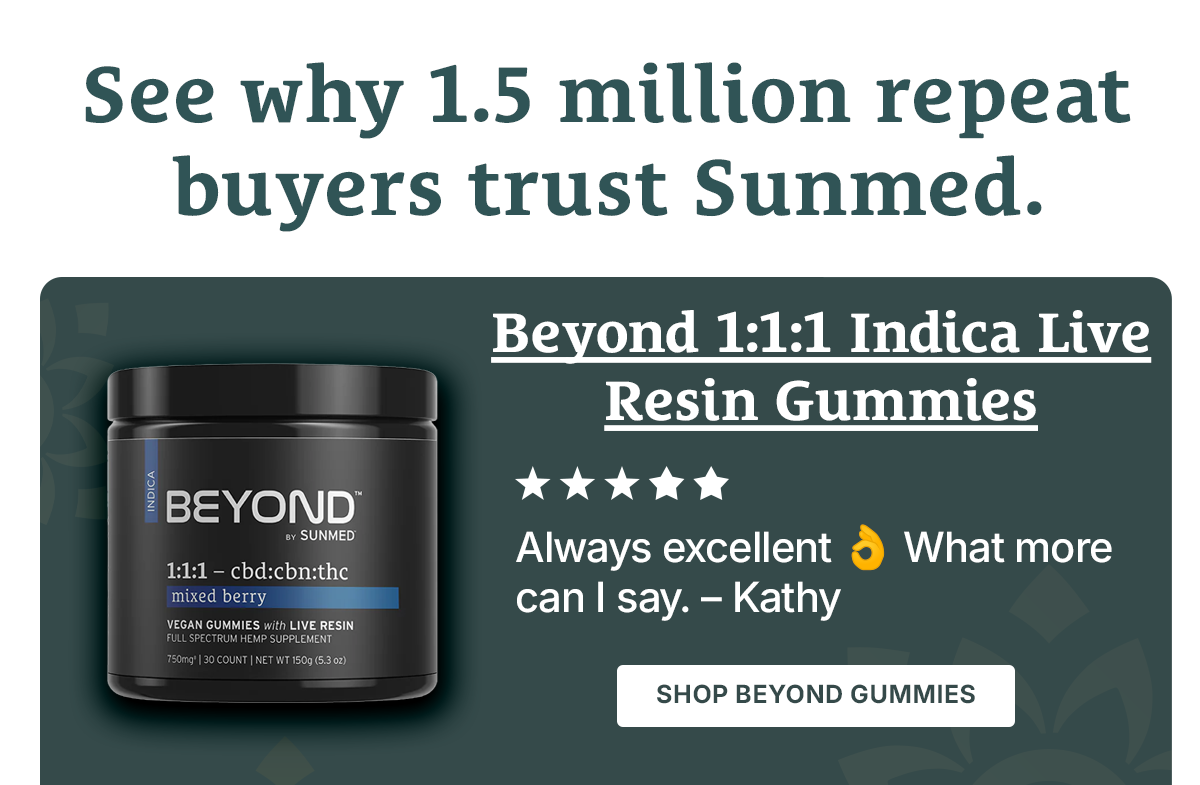 Beyond 1:1:1 Indica Live Resin Gummies >> SHOP NOW