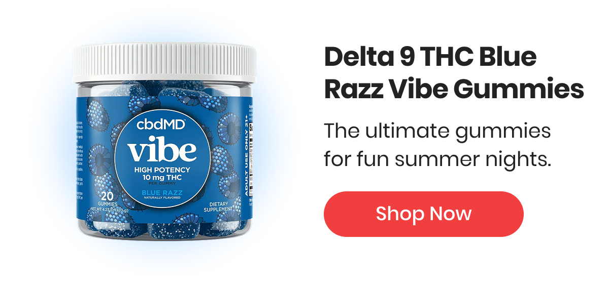 Delta 9 THC Blue Razz Vibe Gummies