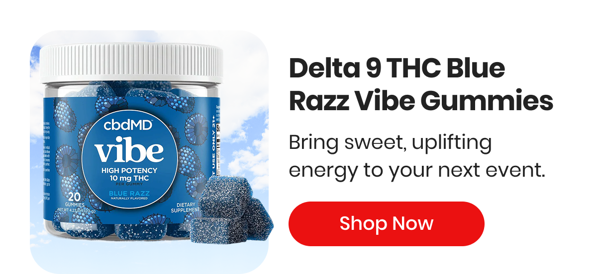 Delta 9 THC Blue Razz Vibe Gummies