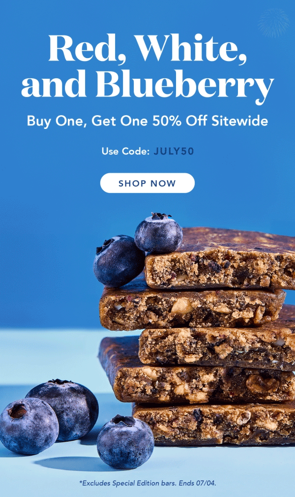 Red, white, and blueberry! Buy one, get one 50% off sitewide with code JULY50! Shop now. Excludes Special Edition and autoship. Ends 4/4