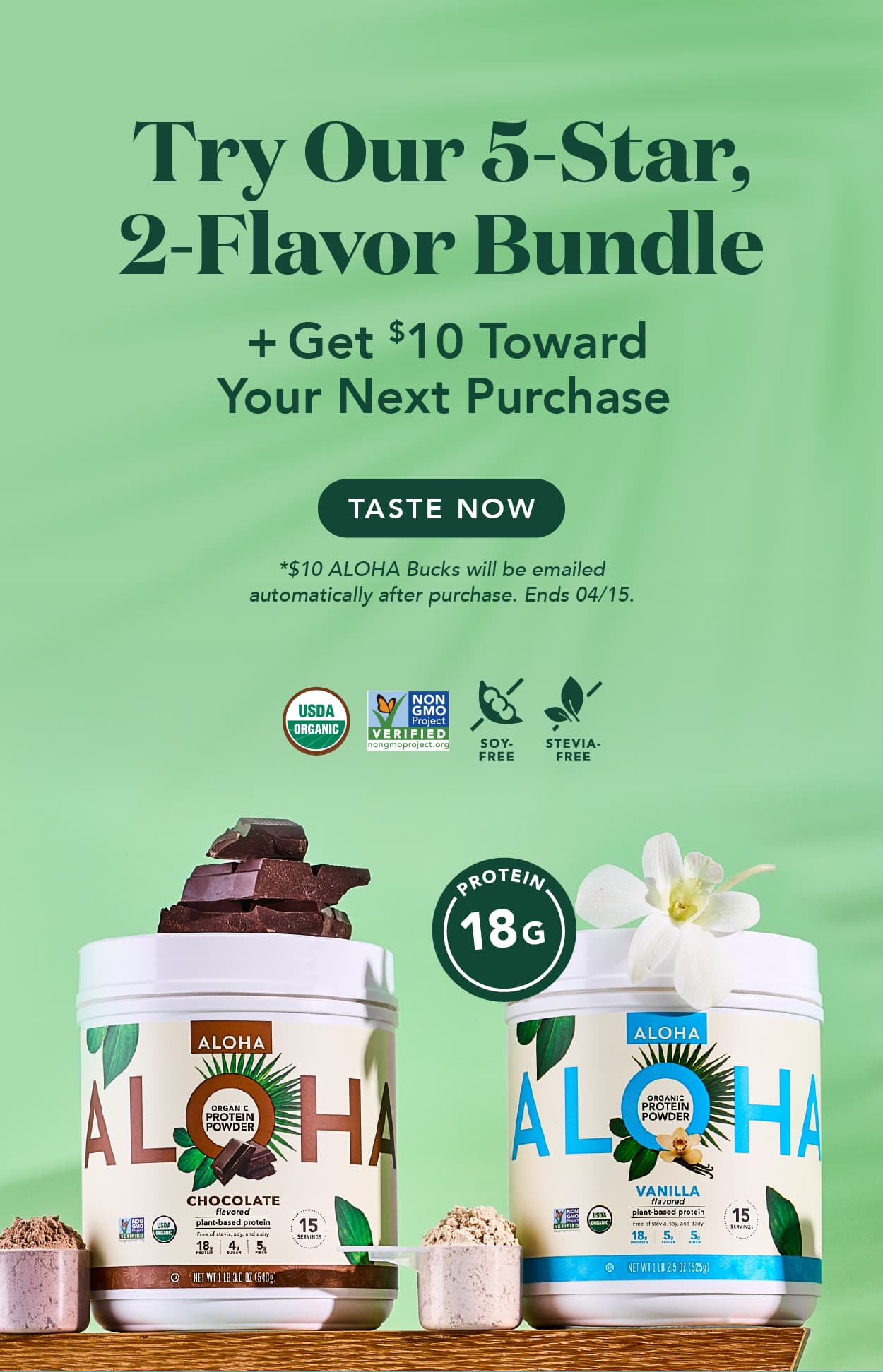 Grab the 2-flavor protein powder bundle and get $10 toward your next purchase. Ends 4/15